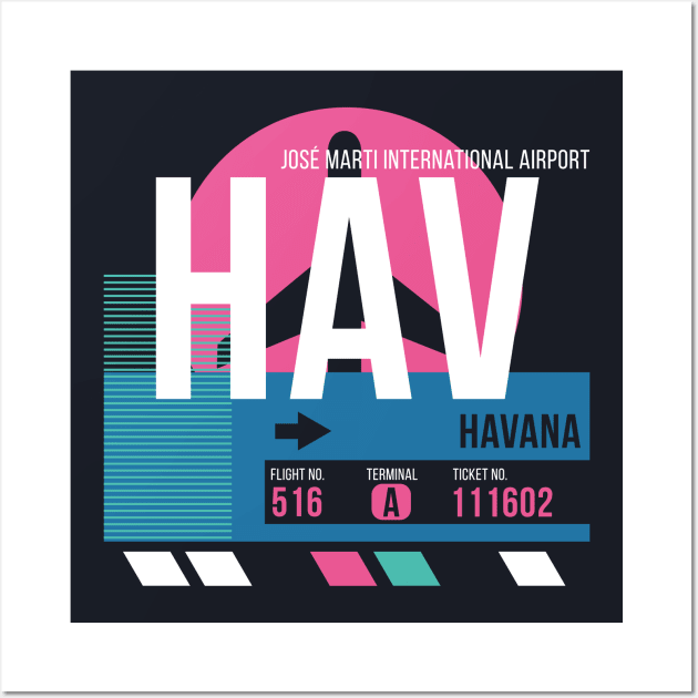 Havana (HAV) Airport Code Baggage Tag Wall Art by SLAG_Creative